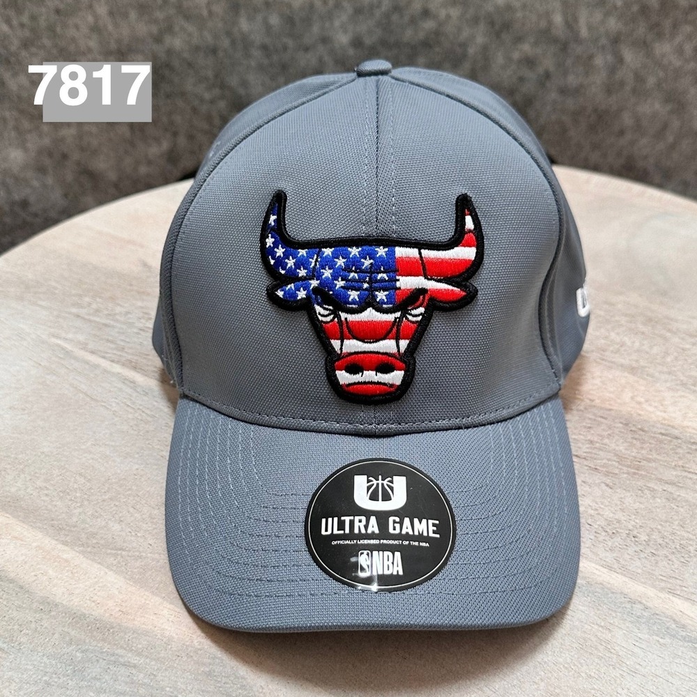 Ultra Game NBA Chicago Bulls Grey Patriotic Stars Stripes Logo Hat VGMD015S OSFM